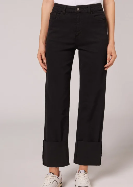 Jeans Culotte con Risvolto