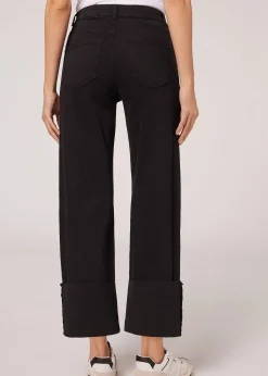 Jeans Culotte con Risvolto