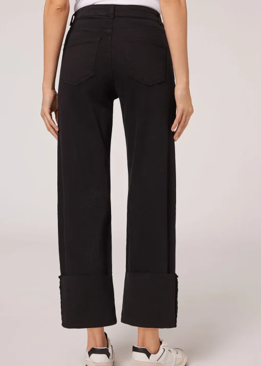 Jeans Culotte con Risvolto