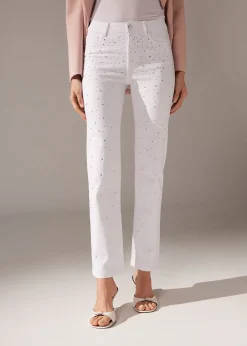 Jeans Elasticizzato con Strass