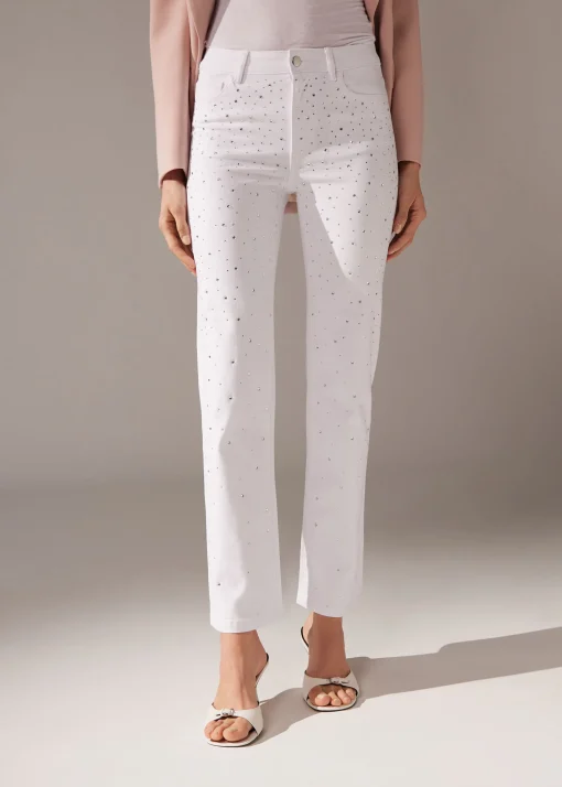 Jeans Elasticizzato con Strass