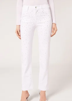 Jeans Elasticizzato con Strass