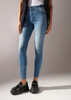 Jeans Super Skinny con Bottoni