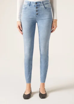 Jeans Super Skinny con Bottoni