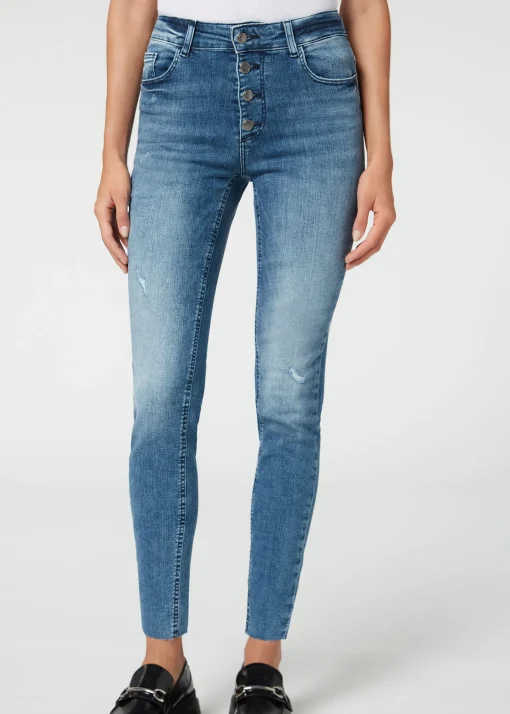 Jeans Super Skinny con Bottoni