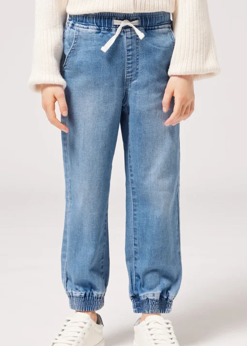 Jogger in Denim Elasticizzato  Bambini
