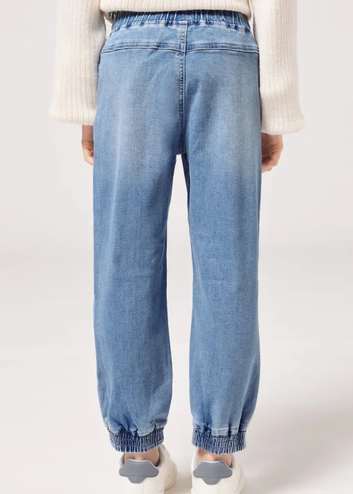 Jogger in Denim Elasticizzato  Bambini