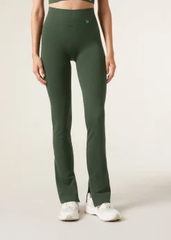 Leggings a Zampa con Spacco Laterale