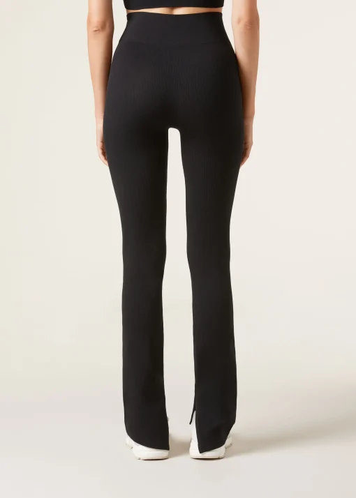 Leggings a Zampa con Spacco Laterale