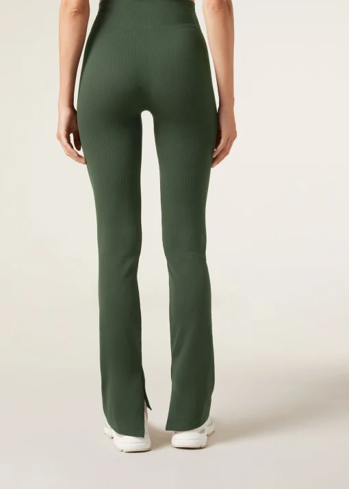 Leggings a Zampa con Spacco Laterale