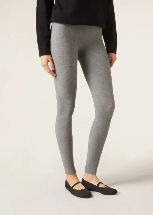 Leggings con Cashmere a Coste