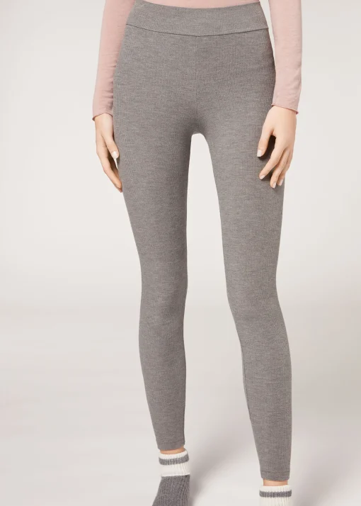 Leggings con Cashmere a Coste