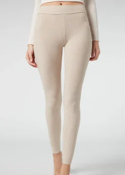 Leggings con Cashmere a Coste