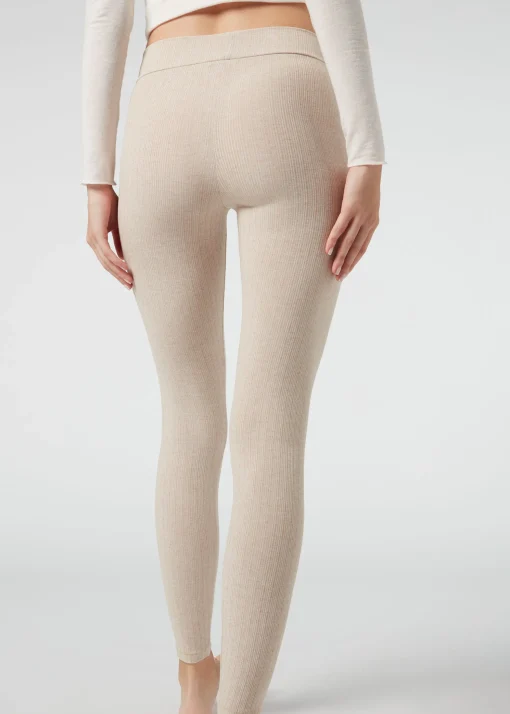 Leggings con Cashmere a Coste