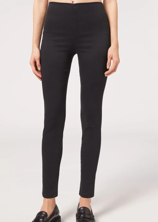 Leggings in Denim Skinny a Vita Alta