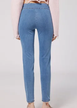 Leggings in Denim Skinny a Vita Alta