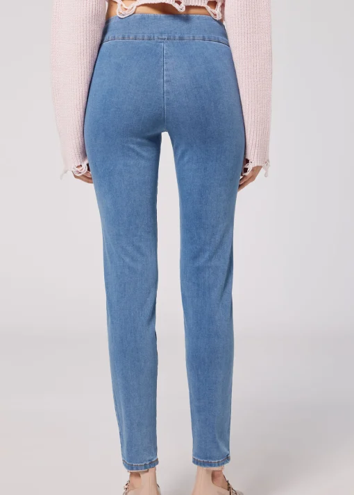 Leggings in Denim Skinny a Vita Alta