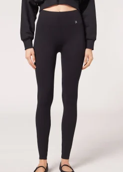 Leggings Sportivi in Seamless a Coste Sottili