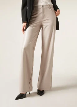 Pantaloni a Palazzo Effetto Spalmato