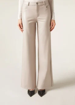 Pantaloni a Palazzo Effetto Spalmato