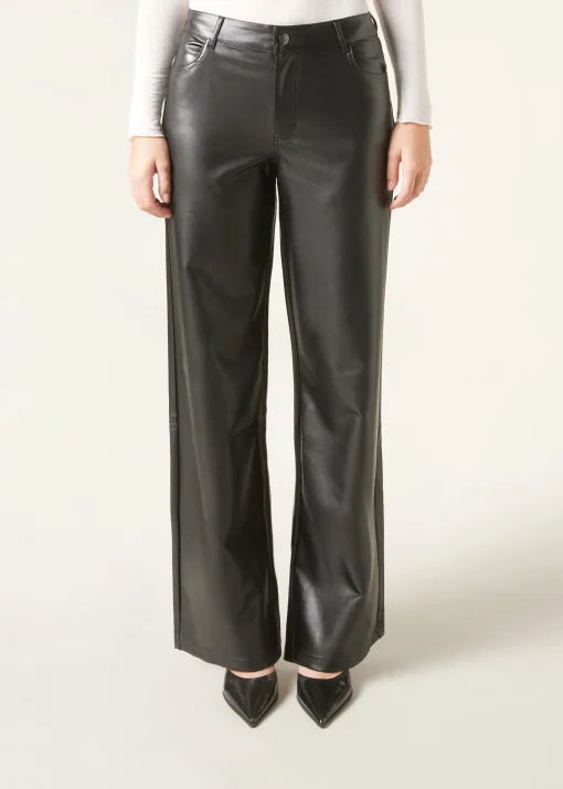 Pantaloni a Palazzo Effetto Spalmato