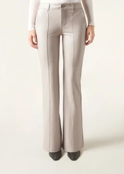 Pantaloni a Zampa Effetto Spalmato