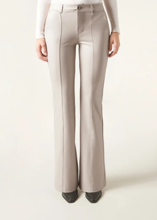 Pantaloni a Zampa Effetto Spalmato