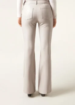 Pantaloni a Zampa Effetto Spalmato