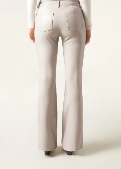 Pantaloni a Zampa Effetto Spalmato