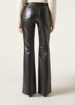 Pantaloni a Zampa Effetto Spalmato