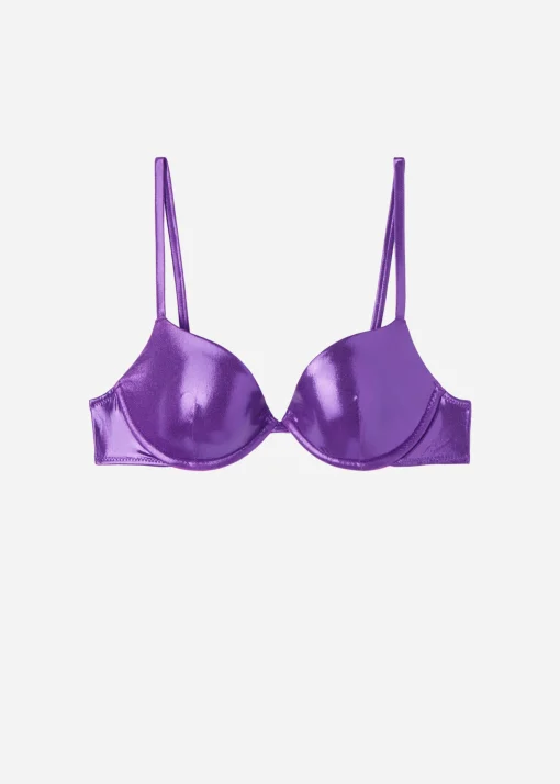 Push Up Leggermente Imbottito Costume Metallic Skin