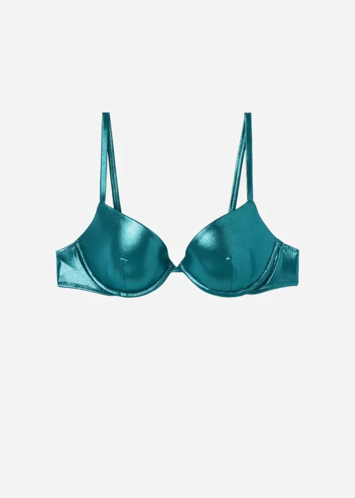 Push Up Leggermente Imbottito Costume Metallic Skin